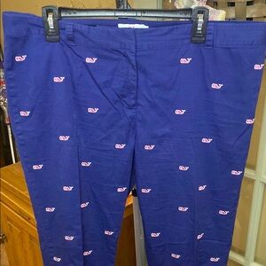 Women’s Size 14 Vineyard Vines Blue Cropped Pants with Pink Whale